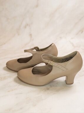 Classic Mary Jane Heels in Taupe